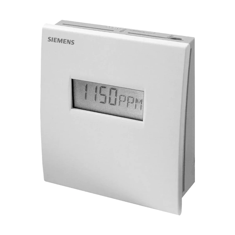 QPA2062D Pomieszczeniowy czujnik jakości powietrza, 3 wyjścia 0..5 lub 0..10 V (CO2: 0..2000 ppm / 0..50 °C lub -35..+35 °C / 0..95 % r.h.), wyświetlacz