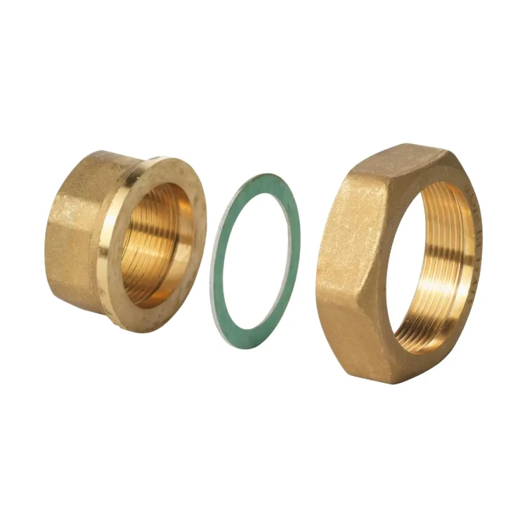 ALG132 Śrubunki przyłączeniowe gwintowane (komplet 2 szt.śrubunków do zaworów przelotowych), Przyłącze zaworu G½B, Przyłącze instalacji R3/8 (gwint zewn.), Materiał - mosiądz