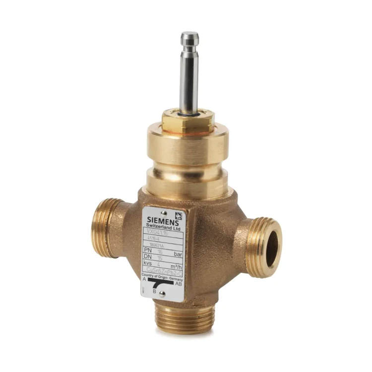 VXG41.15 Zawór trójdrogowy gwintowany z brązu, PN16, -25..+150 °C, skok 20 mm, DN15, kvs 4,0 m3/h