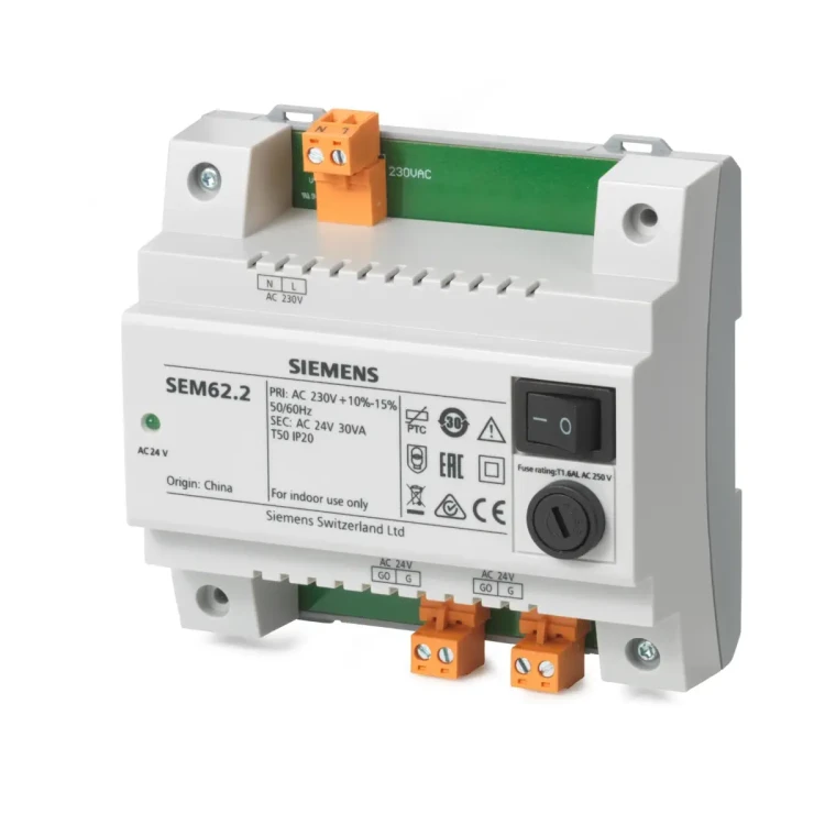 SEM62.2 Transformator 230 [V] AC / 24 [V] AC, 30 [VA], wersja z wyłącznikiem i wymiennym bezpiecznikiem