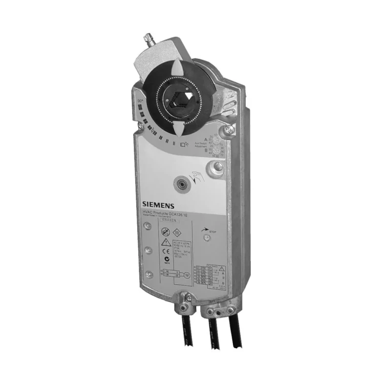 GCA164.1E Siłownik obrotowy ze sprężyną powrotną, 18 [Nm], 0..35 [V], 24 [V] AC/DC, 90/15 [s], 2 styki pomocnicze, nastawiana charakterystyka
