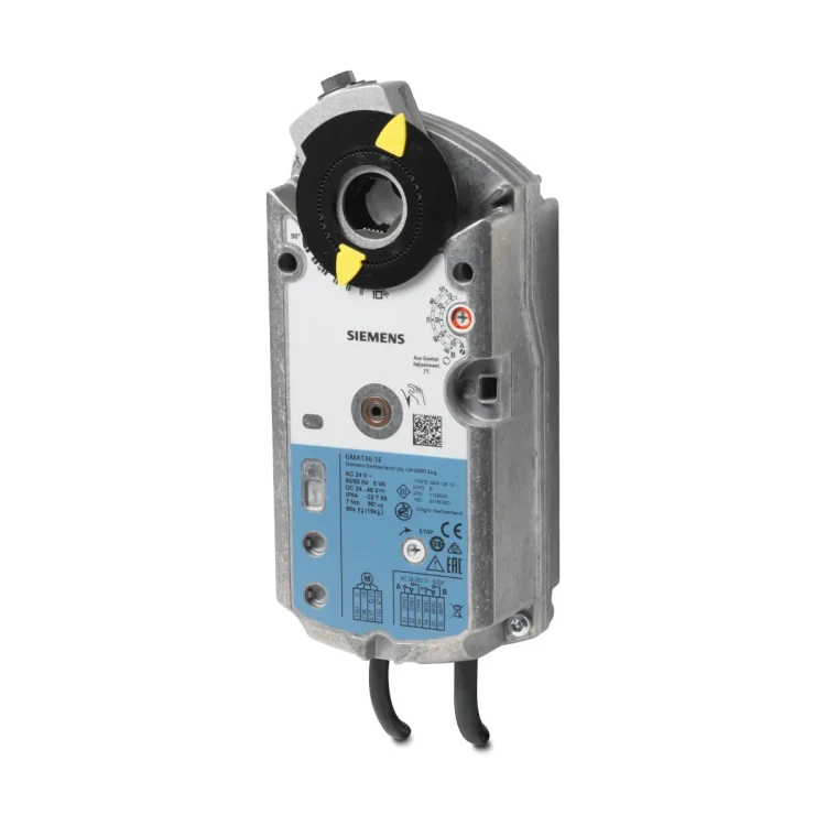 GMA136.1E Siłownik obrotowy ze sprężyną powrotną, 7 [Nm], 3-stawny, 24 [V] AC/DC, 90/15 [s], 2 styki pomocnicze
