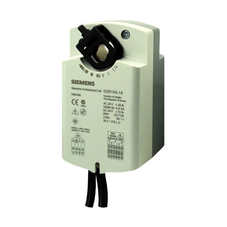 GQD136.1A Siłownik obrotowy ze sprężyną powrotną, 2 [Nm], 3-stawny, 24 [V] AC/DC, 30/15 [s], 2 styki pomocnicze