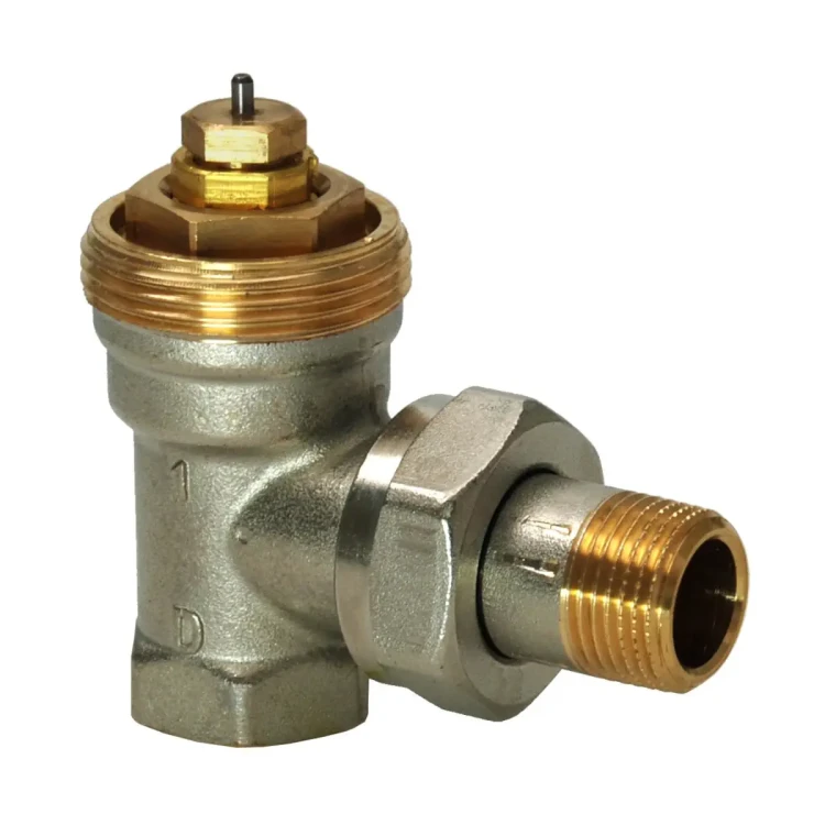 VEN215 Zawór grzejnikowy z mosiądzu, PN10, 1..120 °C, wersja kątowa, wg DIN (długi), DN15, kvs 0,10..0,89 m3/h