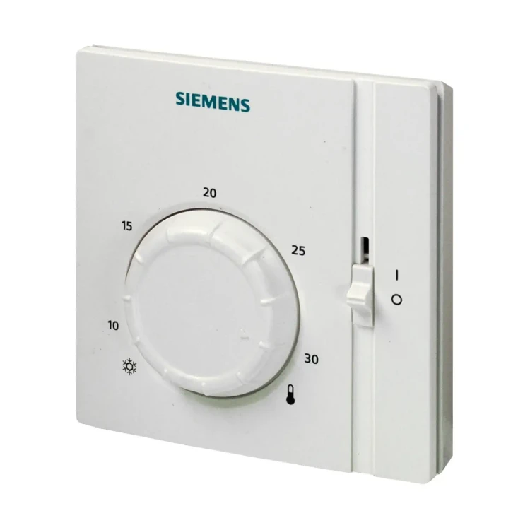 RAA31 Termostat pomieszczeniowy bez możliwości programowania do instalacji ogrzewania/chłodzenia, 24..250 [V] AC 8..30 [°C], wyjście 2-stawne, ogrzewanie lub chłodzenie, pokrętło nastawy temperatury wewnątrz urządzenia, wyłącznik (zastępuje RAA30)