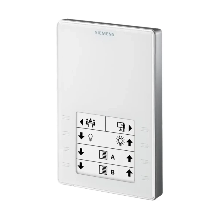 QMX3.P02 Konfigurowalny zadajnik pomieszczeniowy z wbudowanym czujnikiem temperatury, 8 przyciskami do sterowania oświetleniem i/lub żaluzjami, komunikacja KNX