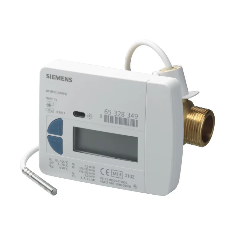 WFM501-E000H4 Ciepłomierz mechaniczny 0,6 m³/h, montaż na powrocie, dł. korpusu 110 mm, PN16, gwint ¾", DN15, śrubunek ½'', bez komunikacji / moduł