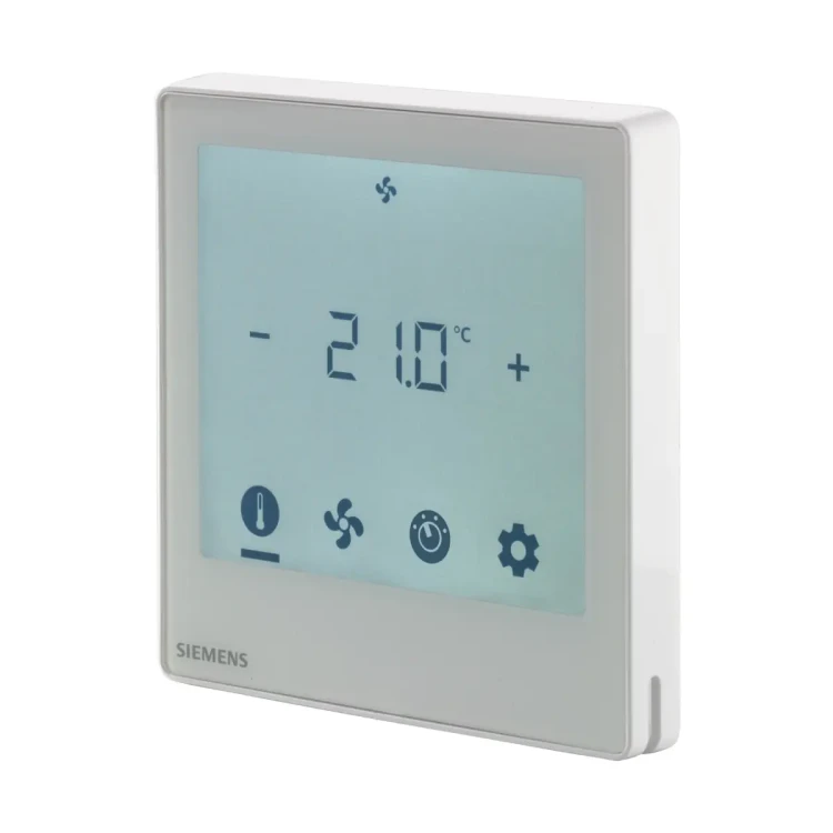 RDF800KN Regulator pomieszczeniowy, 230 V AC, 5..40 °C, 3 tryby pracy, 2 wejścia np. dla czujnika wyniesionego, zewnętrzne przełączanie trybu pracy, dotykowy wyświetlacz, komunikacja KNX