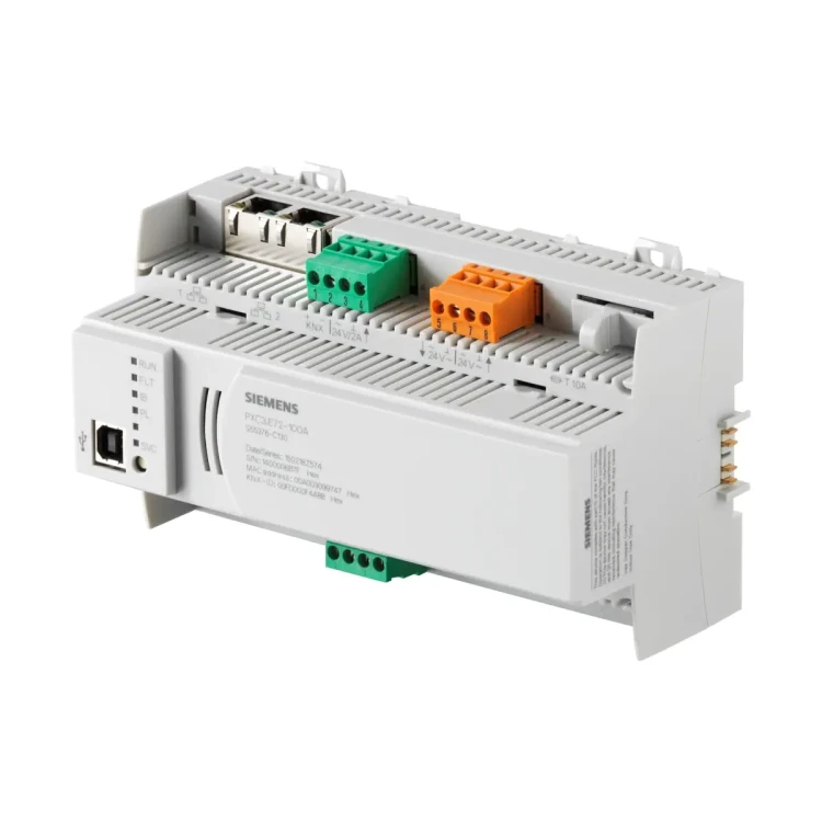 PXC3.E72-100A Sterownik modułowy serii PXC3, maks. liczba fizycznych we/wy 72, komunikacja BACnet/IP, wbudowana magistrala KNX/PL-Link, interfejs magistrali międzymodułowej