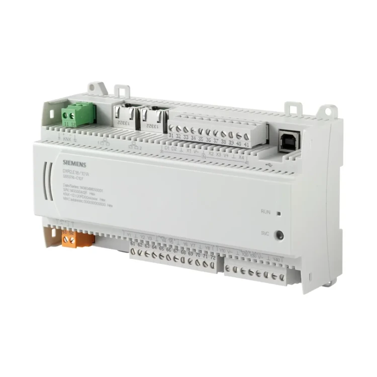 DXR2.E18-102A Sterownik kompaktowy 24V AC, 8 wyjść triakowych, 2xDI, 4xUI, 4xAO, komunikacja BACNet/IP, wbudowana magistrala KNX/PL-Link
