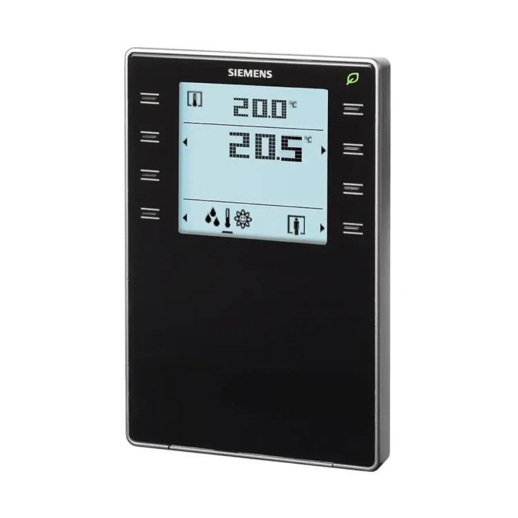 QMX3.P34-1BSC Konfigurowalny zadajnik pomieszczeniowy z wbudowanym czujnikiem temperatury, podświetlanym wyświetlaczem, komunikacja KNX S-Mode lub PL-Link, kolor czarny