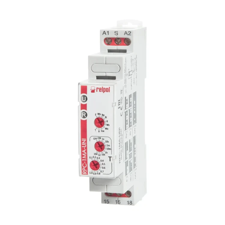 RPC-1MA-UNI Przekaźnik czasowy wielofunkcyjny (10 funkcji, jeden styk przełączny)