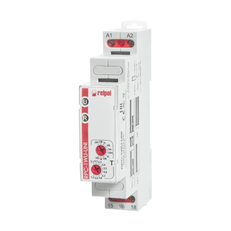 RPC-1WU-UNI Przekaźnik czasowy jednofunkcyjny (załączenie na nastawiony czas)