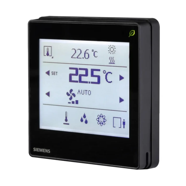 QMX3.P38H-BSC Konfigurowalny zadajnik pomieszczeniowy z wbudowanym czujnikiem temperatury, możliwość sterowania oświetleniem i roletami, komunikacja KNX PL-Link, czarny