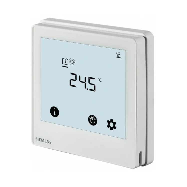 RDD810KN Regulator pomieszczeniowy z ekranem dotykowym do zastosowań grzewczych. Wyjście 2-stawne, 2 wejścia multifunkcyjne. Komunikacja KNX