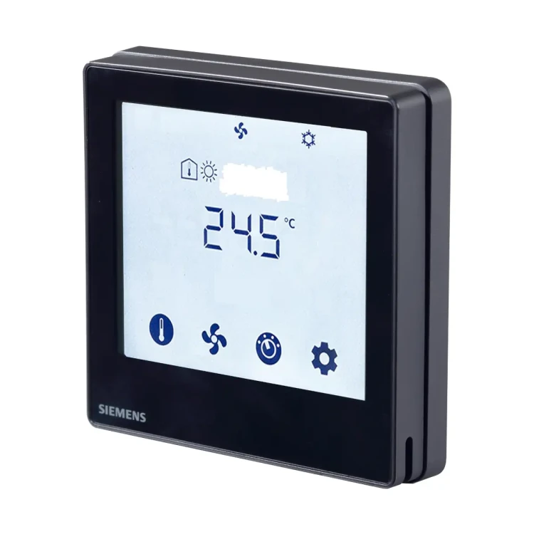 RDF800KN/VB Regulator pomieszczeniowy, 230 V AC, 5..40 °C, 3 tryby pracy, 2 wejścia np. dla czujnika wyniesionego, zewnętrzne przełączanie trybu pracy, dotykowy wyświetlacz, komunikacja KNX. Kolor czarny