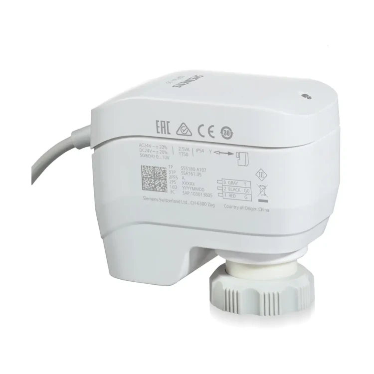 SSA161.05 Siłownik elektromechaniczny, skok 1,2..6,5 mm, 100 N, 0..10 V, 24 V AC/DC, 10 s/mm, kabel 1,5 m