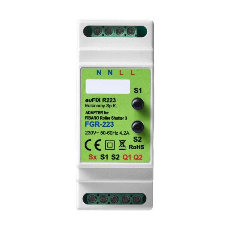 euFIX R223 Adapter DIN dla FIBARO Roller Shutter 3, z przyciskami