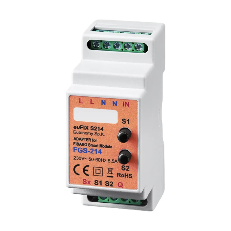 euFIX S214 Adapter DIN dla FIBARO Smart Module, z przyciskami