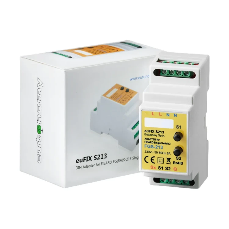 euFIX S213 Adapter DIN dla FIBARO Single Switch 2, z przyciskami