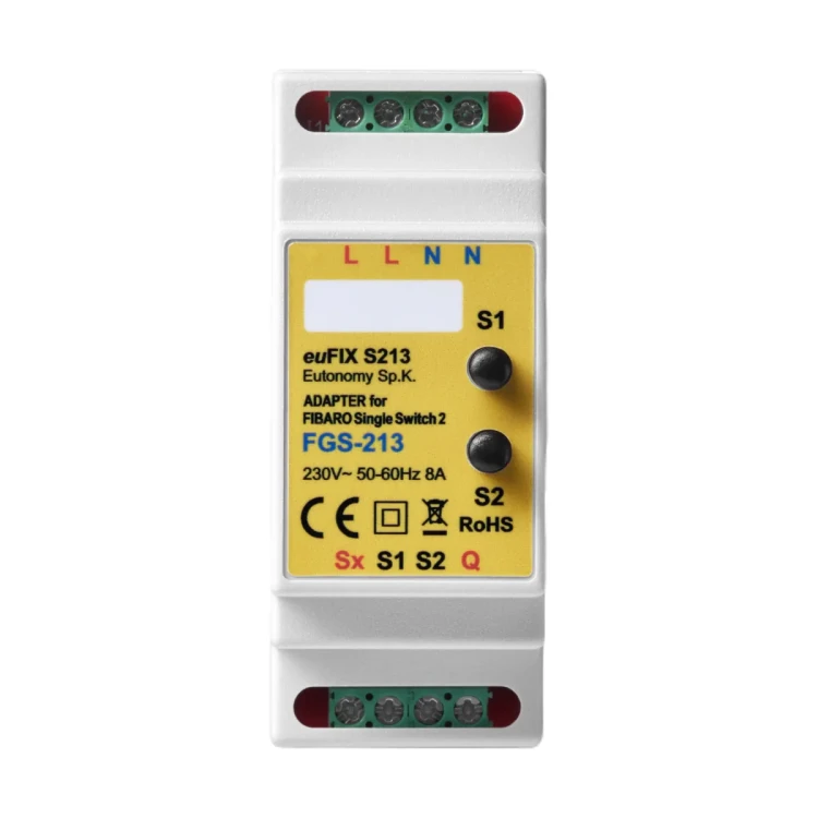 euFIX S213 Adapter DIN dla FIBARO Single Switch 2, z przyciskami