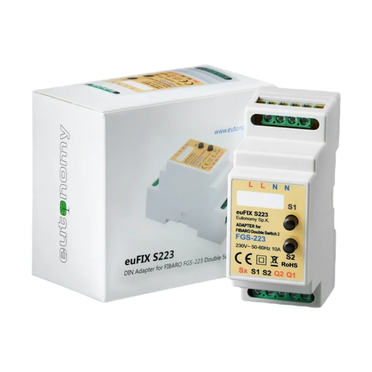 euFIX S223 Adapter DIN dla FIBARO Double Switch 2, z przyciskami