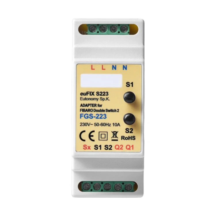 euFIX S223 Adapter DIN dla FIBARO Double Switch 2, z przyciskami