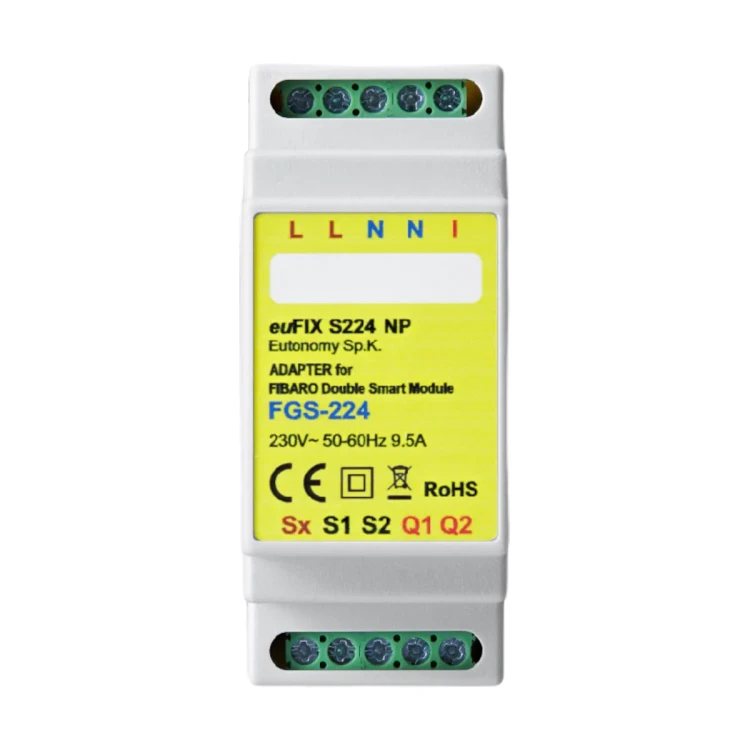 euFIX S224NP Adapter DIN dla FIBARO Double Smart Module, bez przycisków