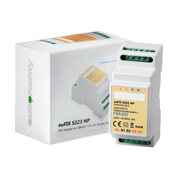 euFIX S223NP Adapter DIN dla FIBARO Double Switch 2, bez przycisków