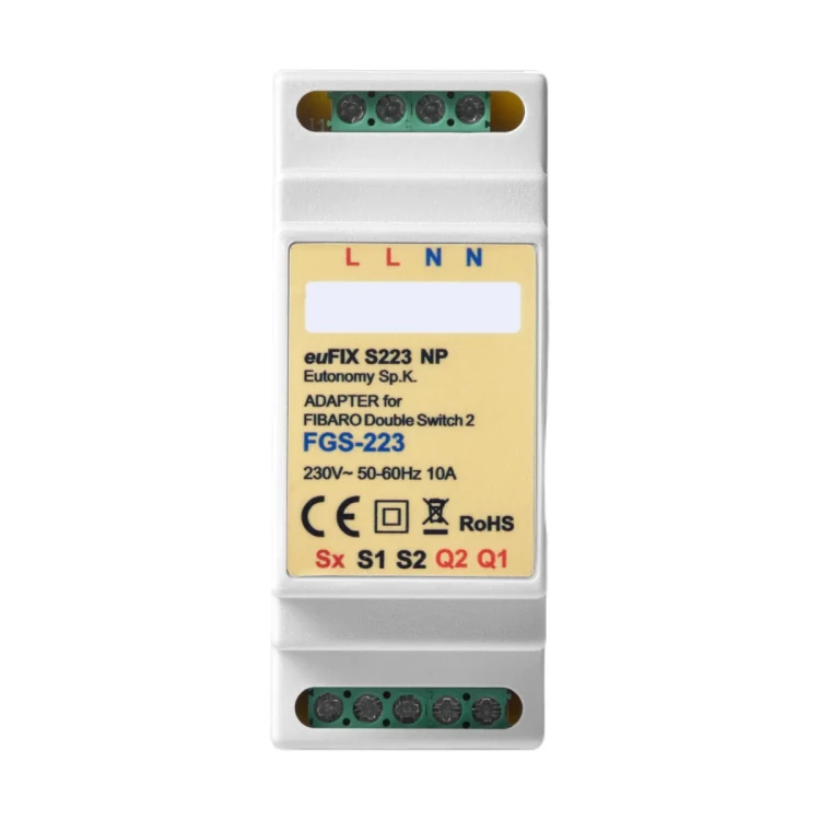 euFIX S223NP Adapter DIN dla FIBARO Double Switch 2, bez przycisków