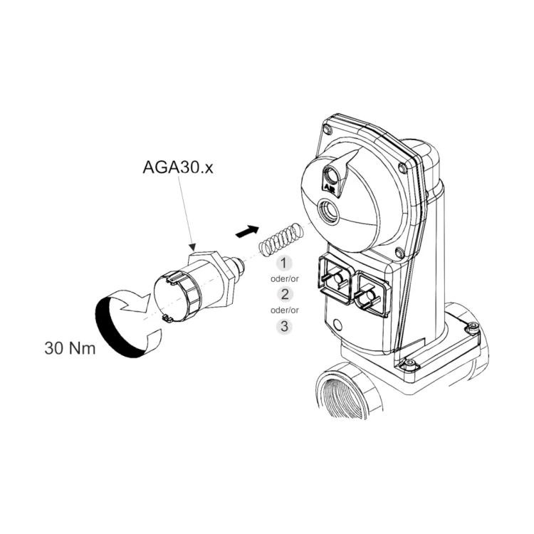 AGA30.2 Nastawnik wartości zadanej do SKP25.. ze sprężyną 10..36kPa