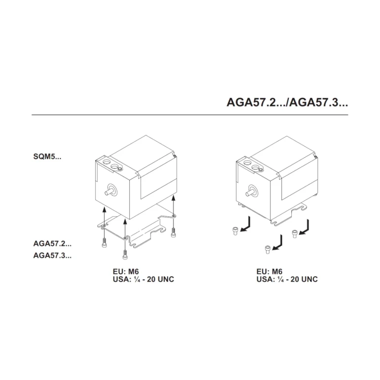 AGA57.2 Adapter montażowy do siłownika ME8 dla siłowników przepustnic powietrza i gazu SQM5..