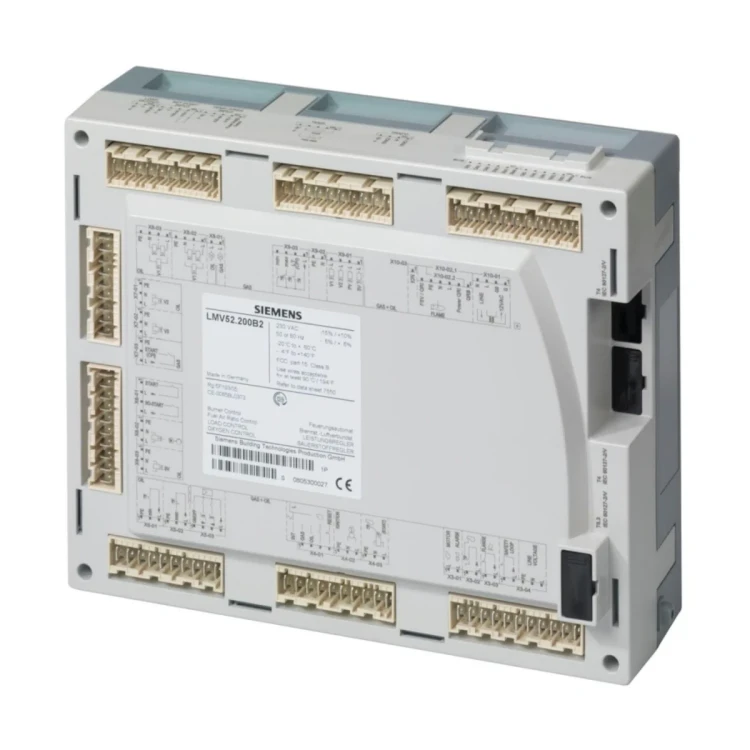 LMV52.200B2 Sterownik palnika olejowego lub gazowego, wbudowany system kontroli szczelności zaworów i regulator mocy PID, sterowanie falownikiem, elektroniczna regulacja mieszanki paliwa i powietrza, maksymalnie 6 siłowników, regulacja O2