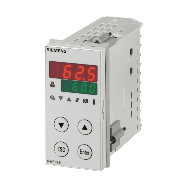 RWF55.50A9 Kompaktowy regulator uniwersalny do palników, wersja rozbudowana, 48 x 96mm, z 3 wejściami analogowym, wyjściem 3-stawnym lub analogowym oraz interfejsem komunikacyjnym Modbus (odpowiednik dawnych RWF40..)