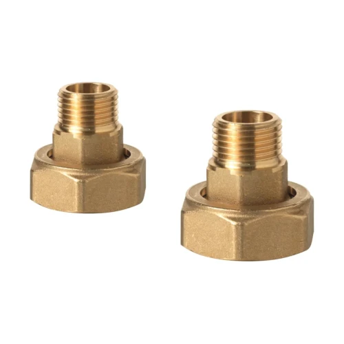 ALN14.152B Zestaw śrubunków gwintowanych (2 szt.), przyłącze zaworu G¾, przyłącze instalacji R½, DN15, mosiądz