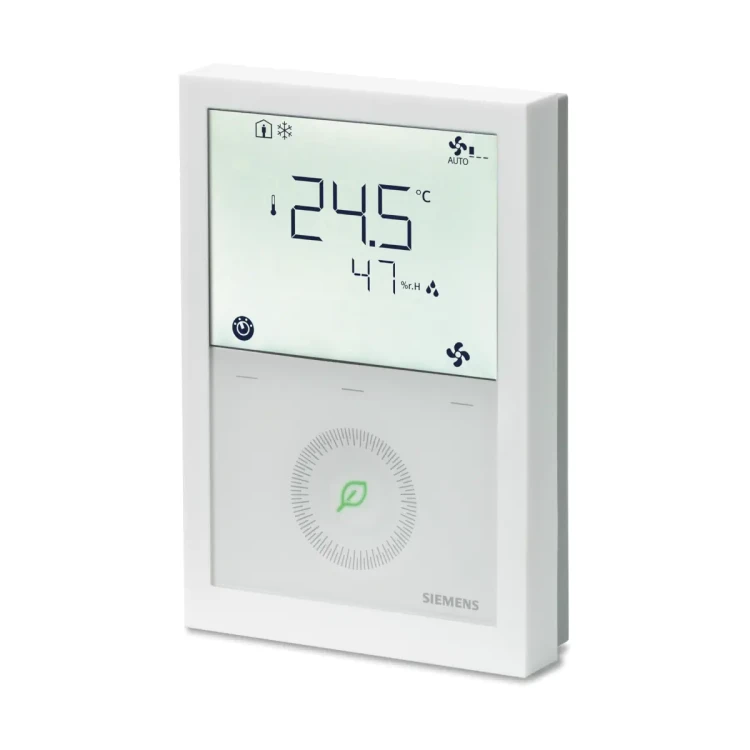 RDG204KN Regulator pomieszczeniowy do klimakonwektorów, instalacje ogrzewania/chłodzenia, wbudowany czujnik temperatury, wilgotności i CO2, 230VAC lub 24VAC, komunikacja KNX