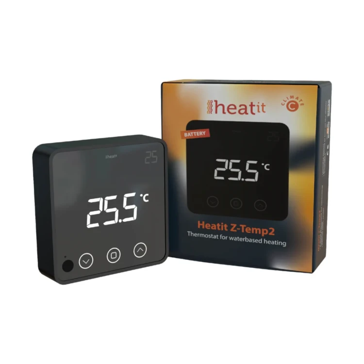 Heatit Z-Temp2 Bezprzewodowy termostat, kolor czarny, Z-WAVE