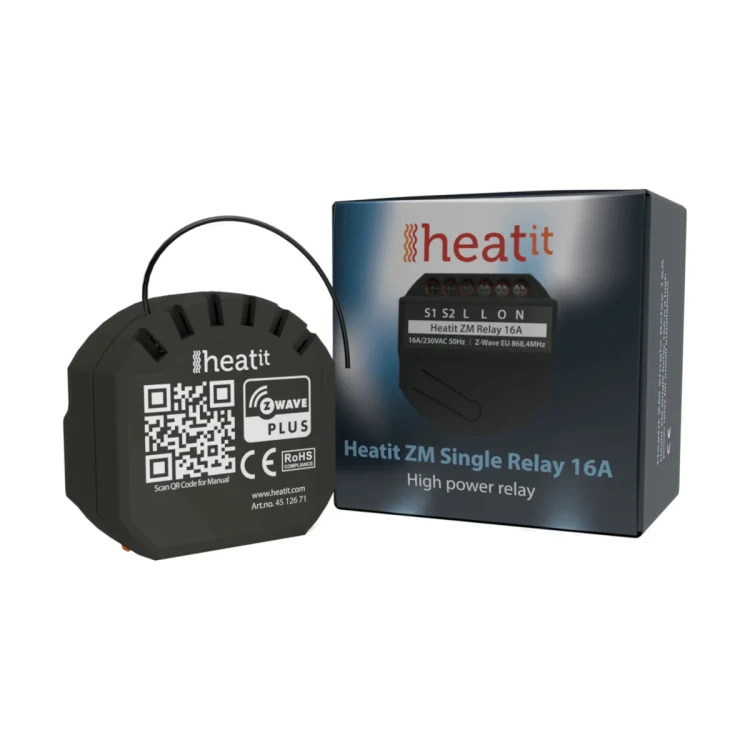 Heatit ZM Single Relay, Dopuszkowy przekaźnik 16A, Z-WAVE