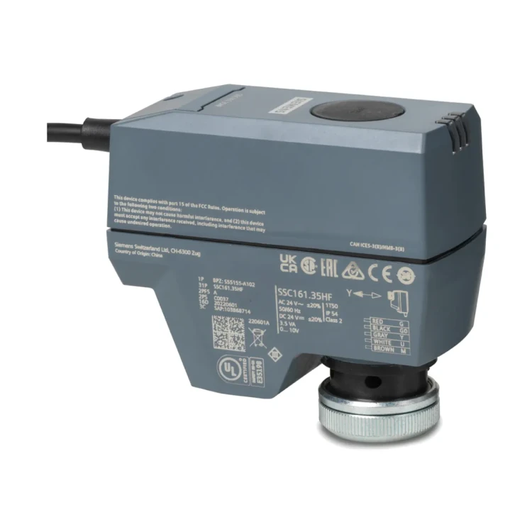 SSC161.35HF Siłownik elektromechaniczny, skok 1,2..6,5 mm, 300 N, 0..10 V, 24 V AC/DC, 5 s/mm, kabel 1,5 m, sprężyna powrotna