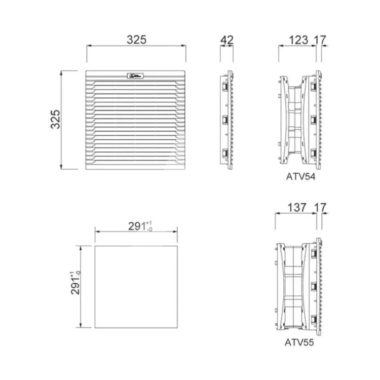 Wentylator filtrujący 230 V AC, 550 mᵌ/h, 320x320 mm, ATV5400