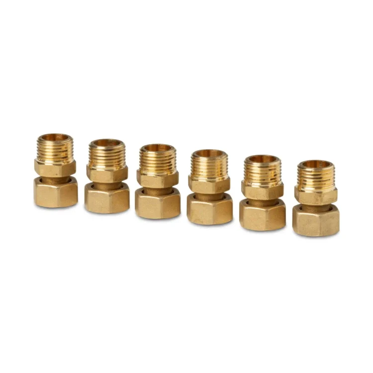 ALN13.156B Komplet śrubunków gwintowanych (6 szt.), przyłącze zaworu G1/2, przyłącze instalacji G1/2B, DN15, mosiądz