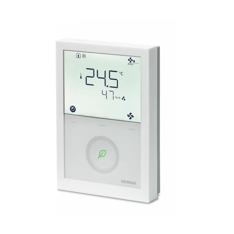 RDG264KN Regulator pomieszczeniowy do klimakonwektorów, instalacje ogrzewania/chłodzenia, wbudowany czujnik temperatury, wilgotności, CO2, wyjścia 2-stawne lub 0..10[V], wyjście wentylatora 1- lub 3- biegowego lub 0..10[V], KNX