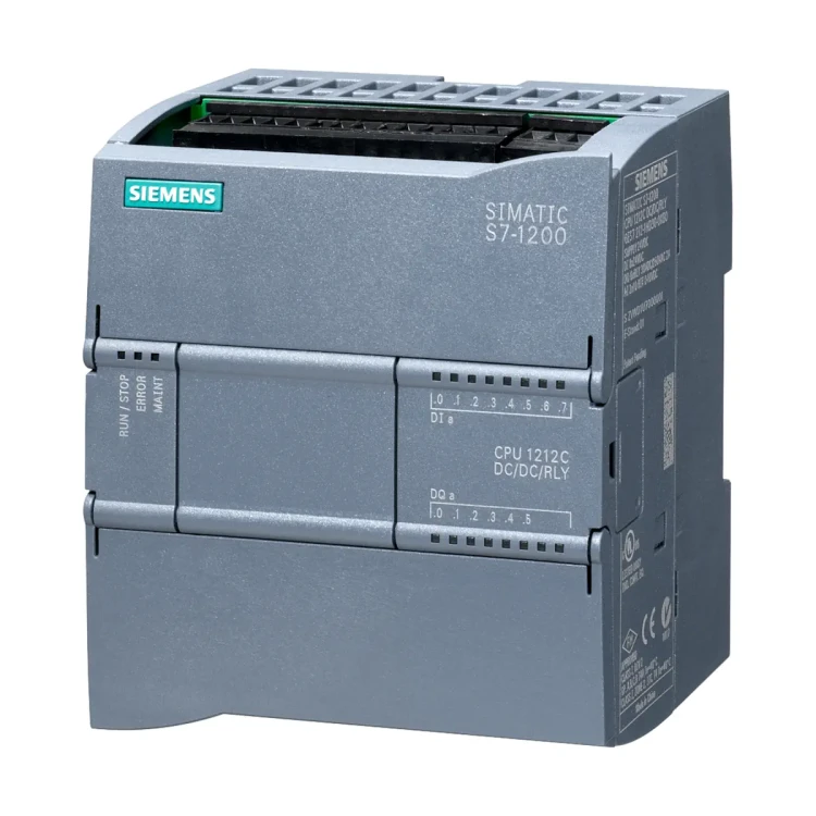 6ES7212-1HE40-0XB0 – SIMATIC S7-1200, CPU 1212C, Sterownik kompaktowy, DC/DC/relay,  I/O: 8 DI 24 V DC; 6 DO relay 2 A; 2 AI 0-10 V DC, zasilanie: 20.4-28.8 V DC, pamięć 100 KB