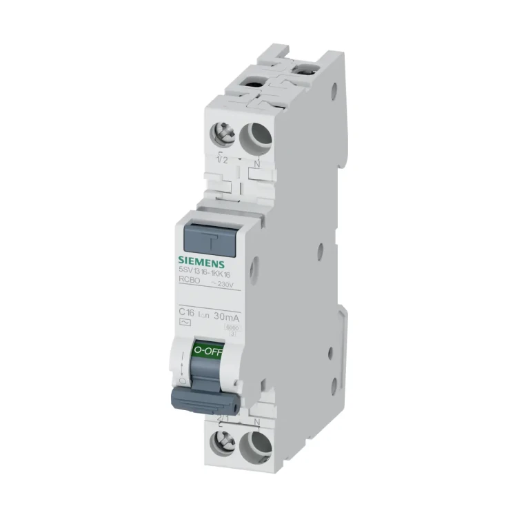 5SV1316-1KK16 Wyłącznik różnicowo-nadprądowy RCBO, typ AC, 30 mA, char. C, In: 16 A, 6 kA, 1P+N, kompaktowy 1 SM