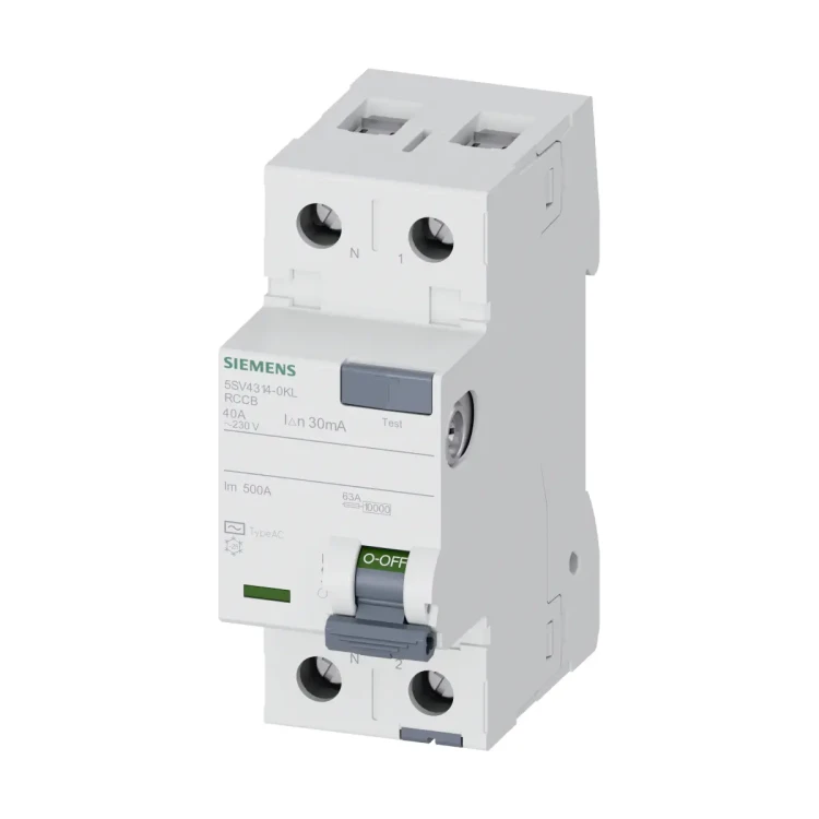 5SV4314-0KL Wyłącznik różnicowoprądowy, typ AC, 30mA, 230V, In: 40A, 1P+N, N z lewej