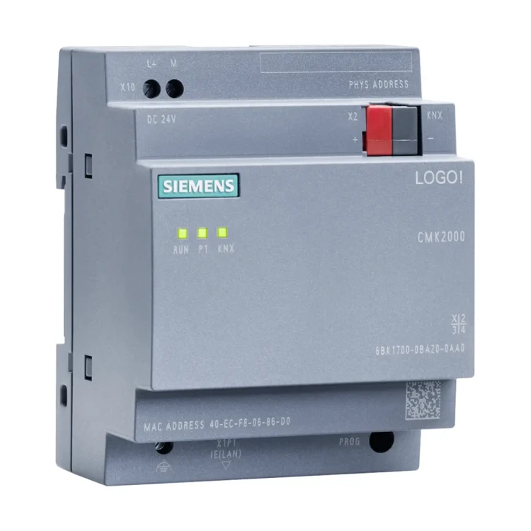 6BK1700-0BA20-0AA0 LOGO! Moduł komunikacyjny CMK2000 przeznaczony do integracji LOGO! 8 do systemu KNX, 24 VDC, 0.04A, Ethernet, 50 objektów komunikacyjnych, synchronizaja czasu, konfiguracja w przeglądarce