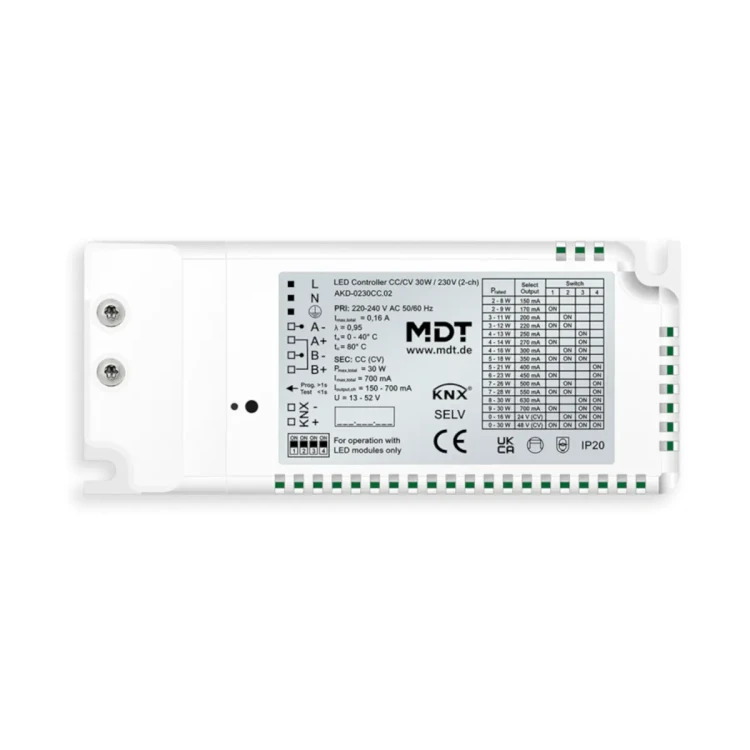 AKD-0230CC.02 KNX sterownik LED CC/CV 30 W / 230 V, 2-kanałowy