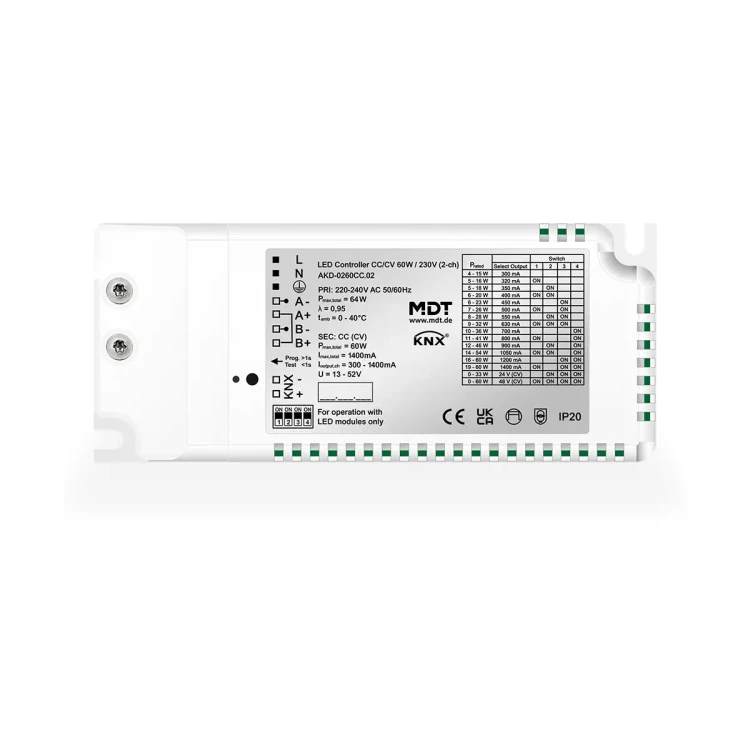 AKD-0260CC.02 KNX sterownik LED CC/CV 60 W / 230 V, 2-kanałowy