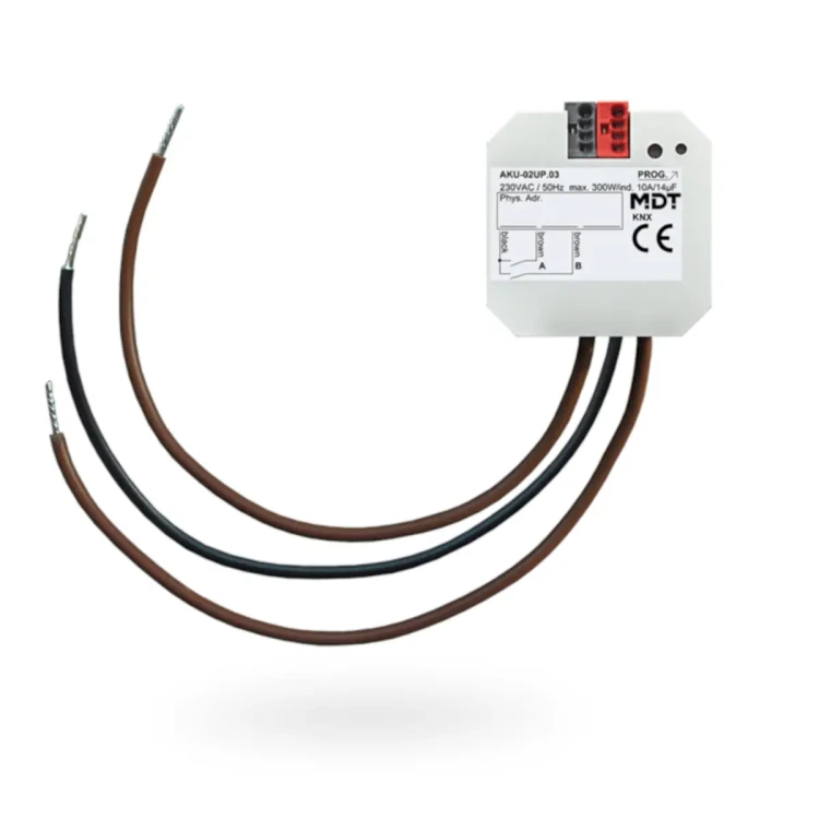 AKU-02UP.03 KNX aktor uniwersalny 2-kanałowy, podtynkowy, 10 A, 230 V AC, 14 µF, 2 ECG
