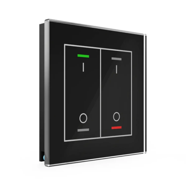 BE-GTL2TS.B1S KNX szklany przycisk II Light 2-krotny, RGBW, przełącznik, z czujnikiem temperatury, czarny